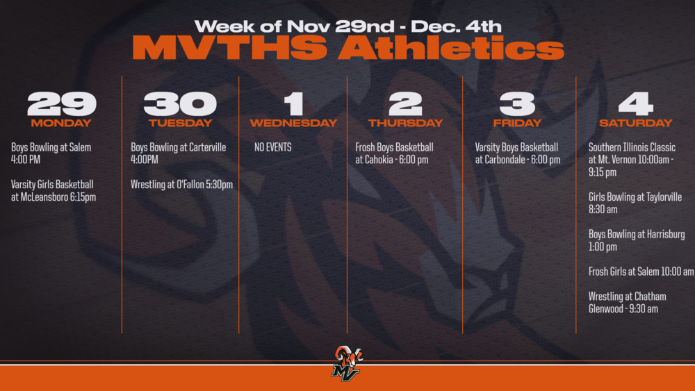 MVTHS Sports Weekly Schedule