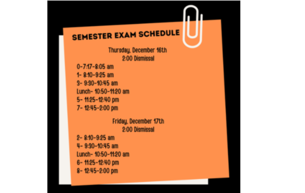 December exam schedule